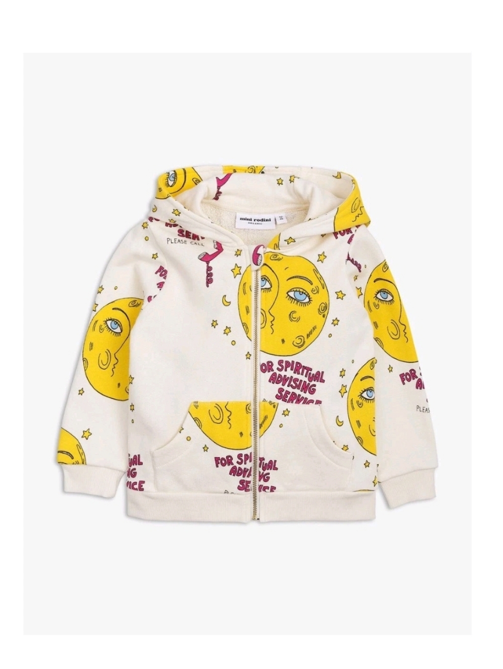 MINI RODINI MOON ZIP HOODIE SWEATSHIRT